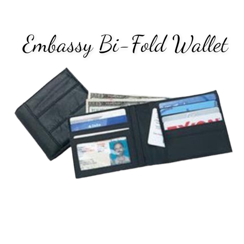 NWT Embassy Genuine Soft Leather Black Bi-Fold Wallet Style LULWALS